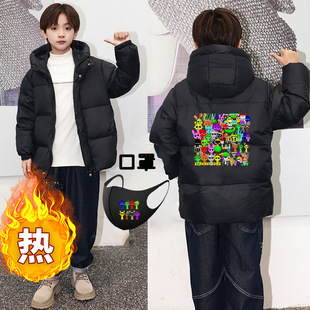 儿童节奏盒子羽丝绒羽绒服男童中长款加厚中小童白鸭绒2025新款冬