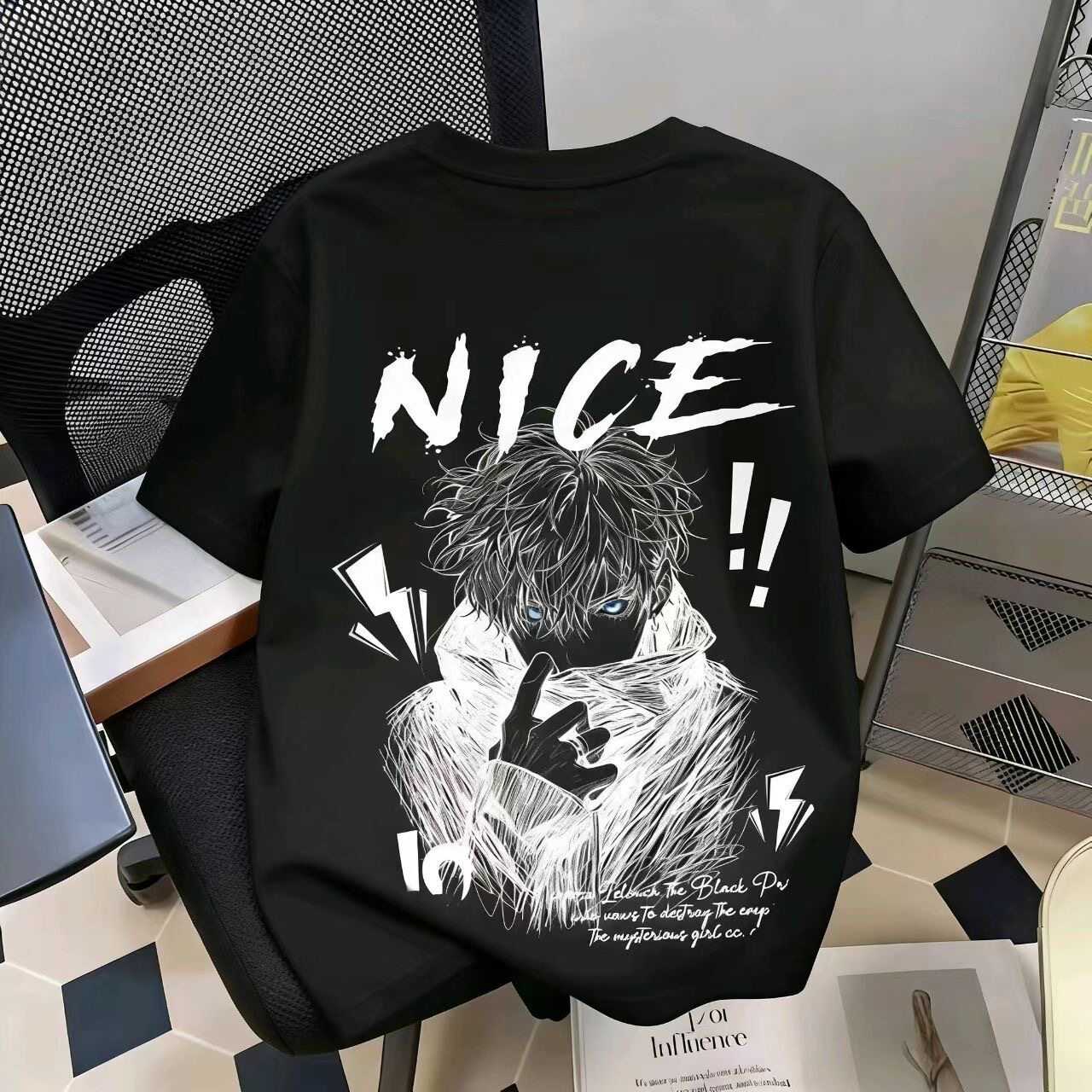 动漫五条悟印花宽松型男