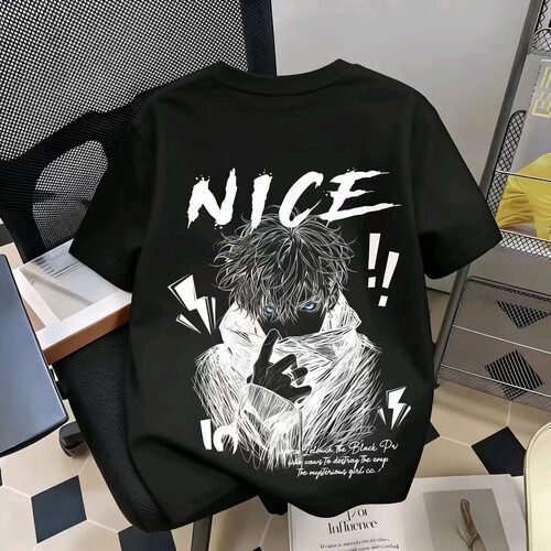 动漫五条悟印花宽松型男