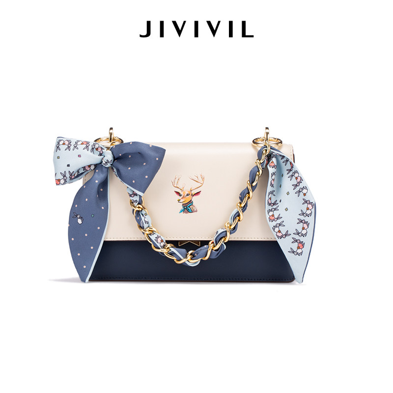 JIVIVIL女包鹿头山茶花链条包礼物送礼包小方包单肩斜挎包高级感