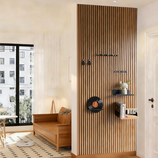 吸音格栅板置物架定制墙壁造型墙入户玄关原木风挂板洞洞板展示架