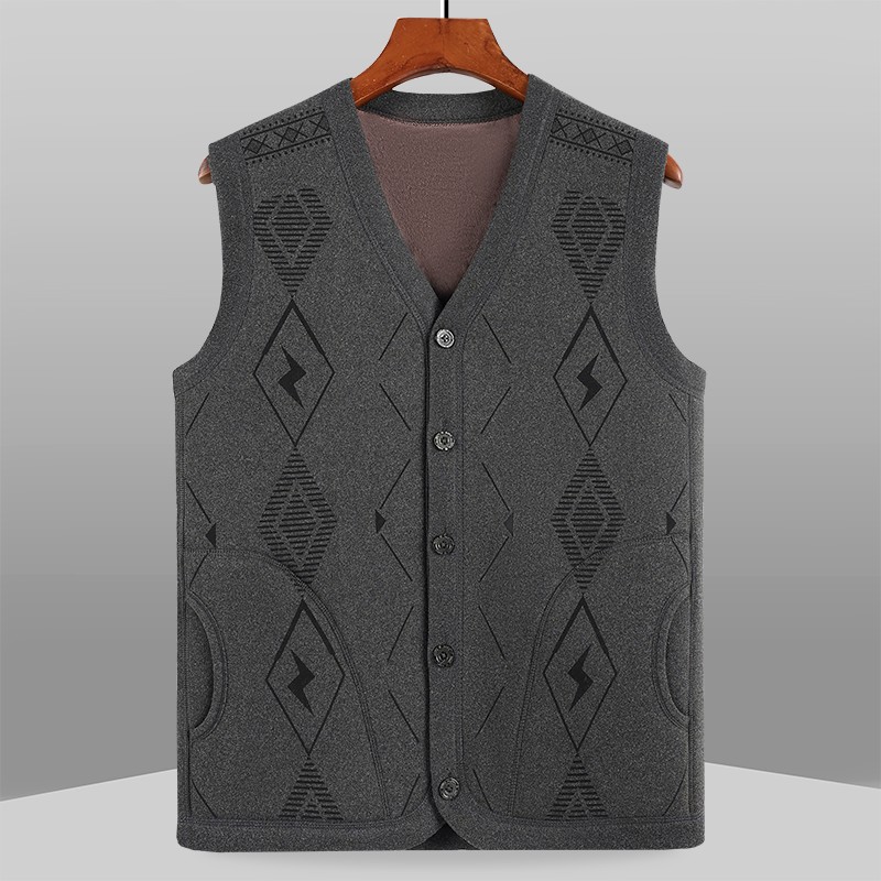 春秋季爸爸装开衫上衣马甲男中老年男装外穿无袖背心内搭坎肩马夹