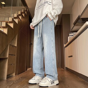 裤 男生春季 显瘦水洗百搭潮流长裤 青少年复古港风直筒美式 子 新款
