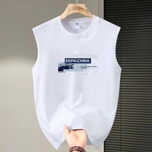 t恤运动休闲坎肩宽松潮流 背心透气打底无袖 2025夏季 纯棉圆领男士