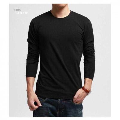 秋衣纯色全棉中老年人长袖T恤