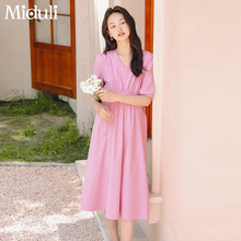 天丝棉孕妇连衣裙2025新款夏季孕期法式穿搭仙女中长裙大码孕妇裙