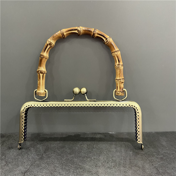 口金手工diy口金包配件手挽手缝针孔10.5-27cm金色古铜色竹节提手