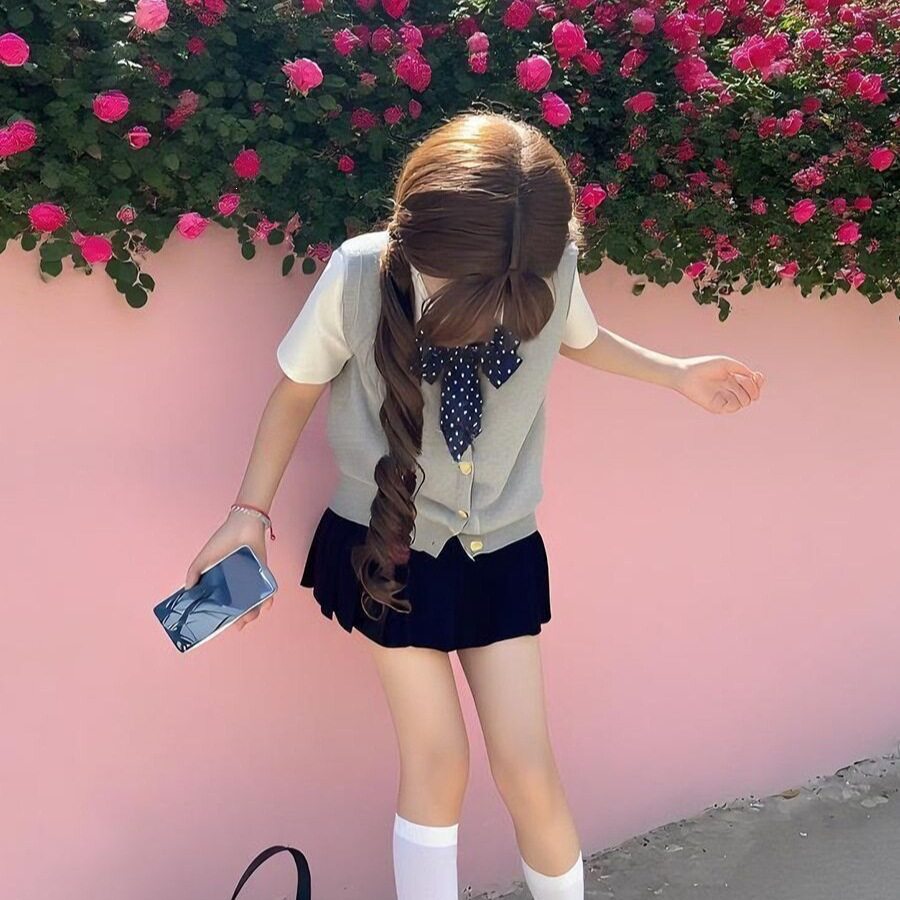 jk制服针织衫薄款开衫马甲背心穿搭叠穿上衣短裙套装女童0008A023