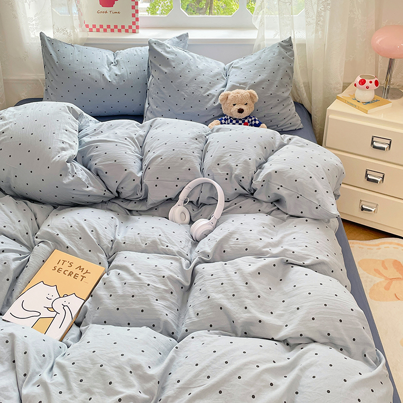 ins简约波点纯棉单件被套150×200×230水洗棉被罩学生宿舍三件套