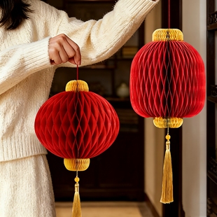 新年立体春字灯笼挂件2026马年蜂窝球装饰品房门壁挂春节过年布置