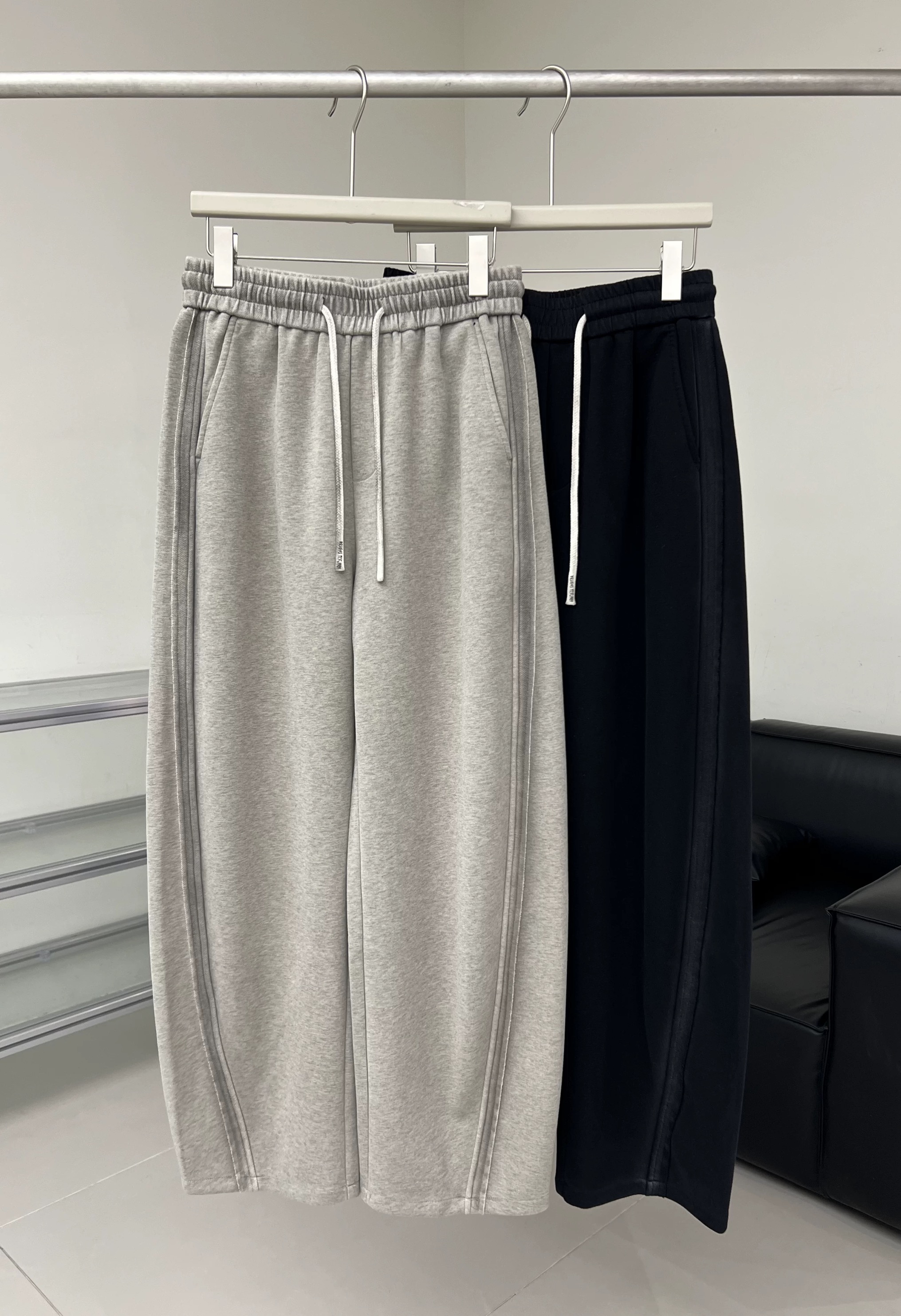 冬季新款男士加绒重磅卫裤潮牌美式扎染条纹弯刀裤青年运动休闲裤