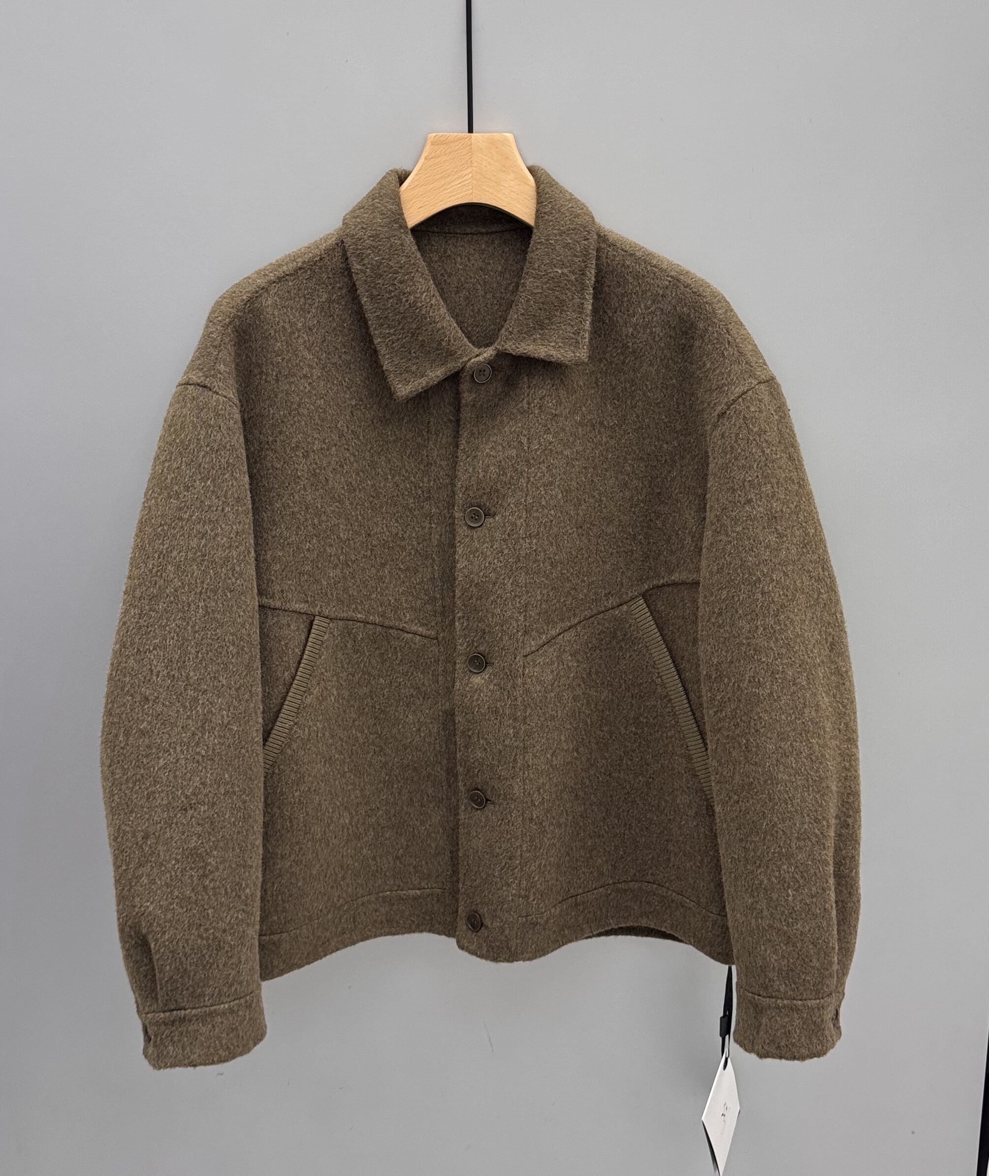 秋冬新款男士轻奢双面羊毛大衣美式潮流商务休闲时尚翻领毛呢外套