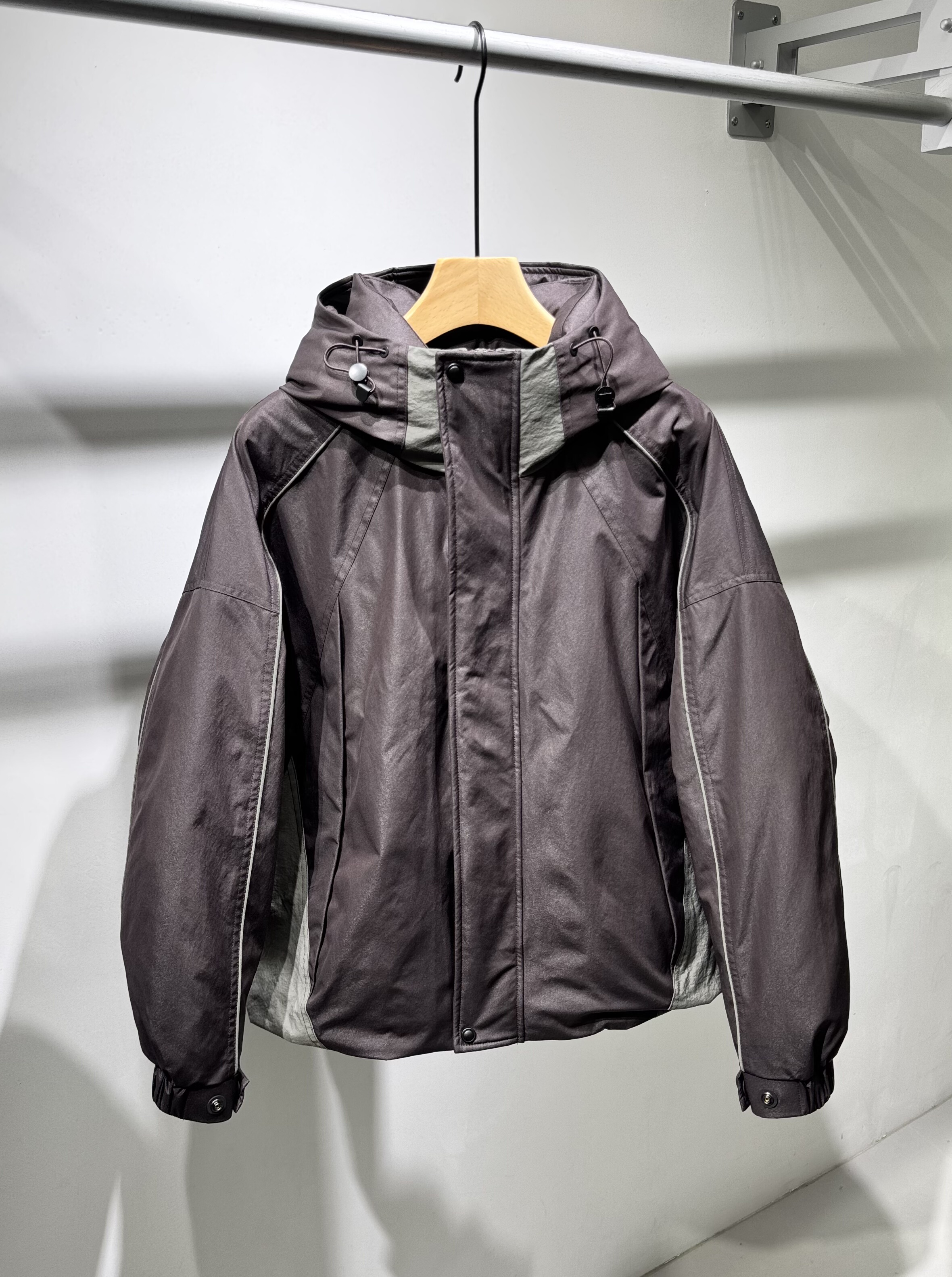 冬季新款90鹅绒连帽羽绒服男美式拼色宽松户外羽绒冲锋衣加厚外套