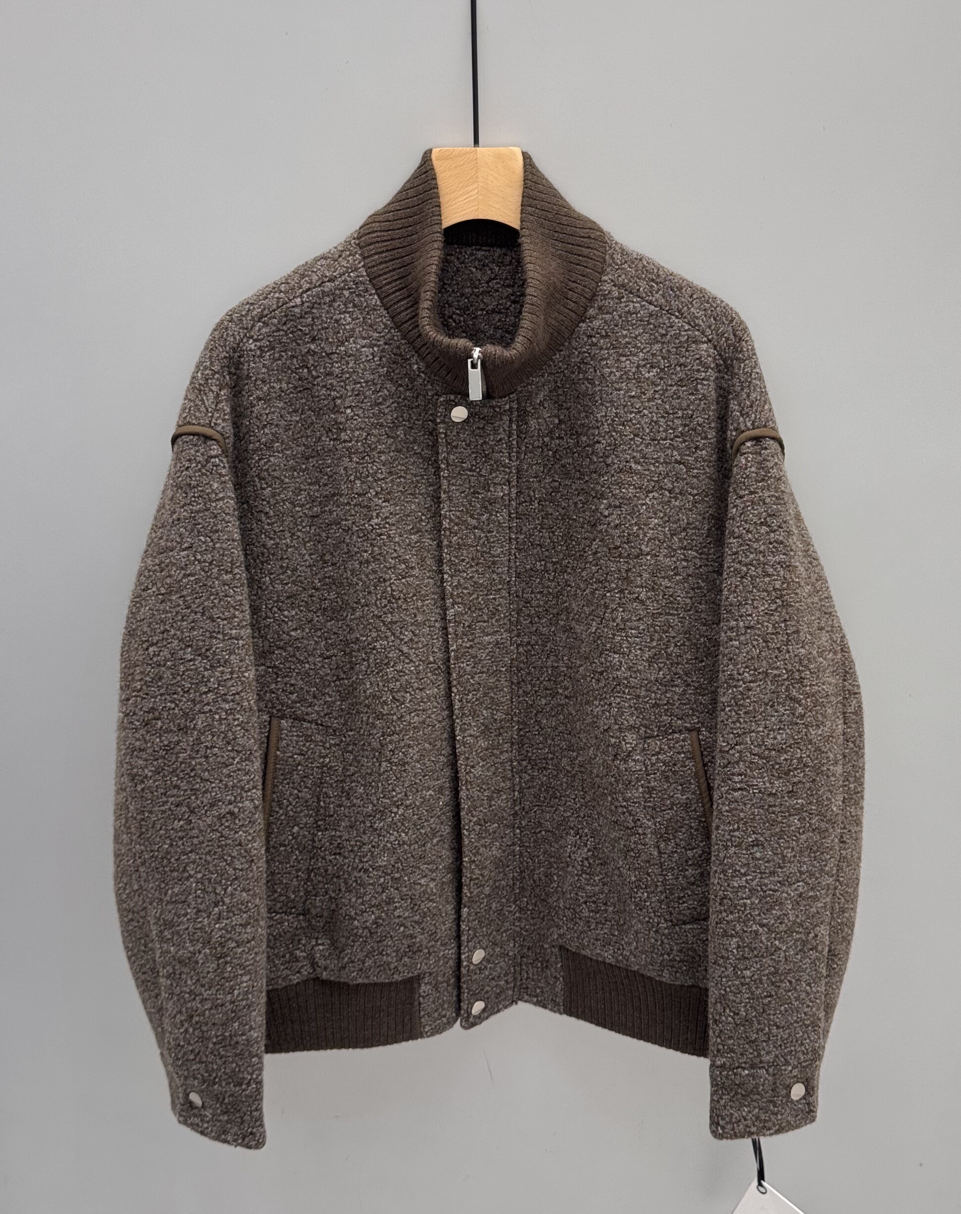 秋冬新款男士立领单面羊毛呢羽绒服美式潮流宽松百搭加厚保暖外套