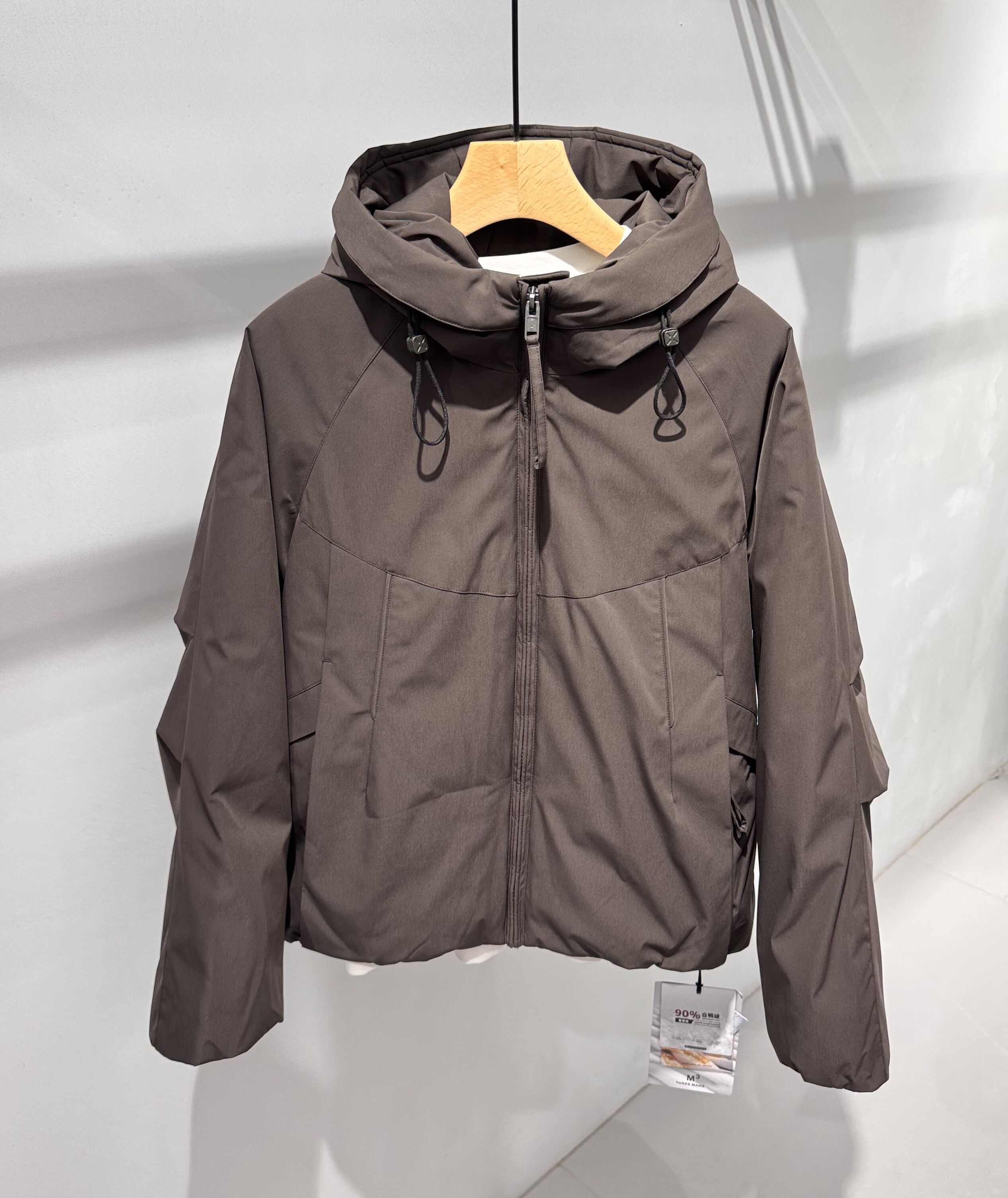 冬季新款90白鸭绒连帽工装羽绒服男美式简约设计感防风羽绒冲锋衣