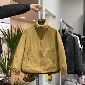 23冬季新款男士90白鸭绒简约纯色立领羽绒服美式复古潮流羽绒夹克