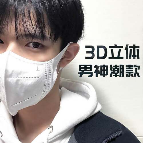 3D立体口罩网红口罩一次性三层透气黑白色显脸小时尚防护口罩