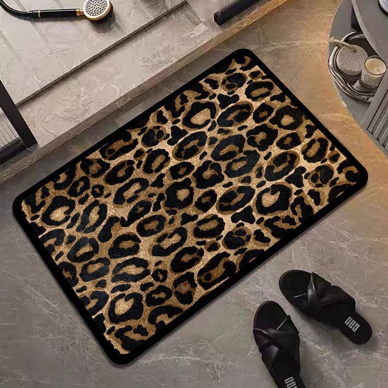 豹纹浴室硅藻泥地垫卫生间门口耐脏免洗家用浴缸吸水速干防滑脚垫