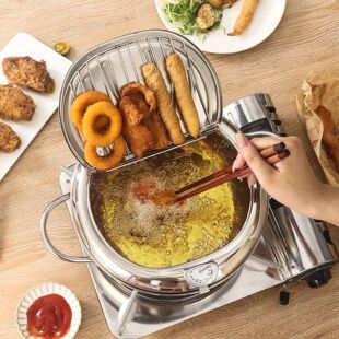 Deep Fryer Pot 201 Stainless Steel 2.2L Japanese Frying Pot
