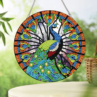 2pcs Peacock Theme 2D Flat DIY Diamond Art Pendant Wall