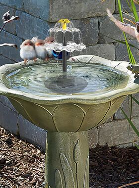 3 Tiered Water Fountain with 2W Solar Panel Solar Bird Bath