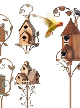 Garden Outdoor Metal Birdhouse Decoration Bird Houses for