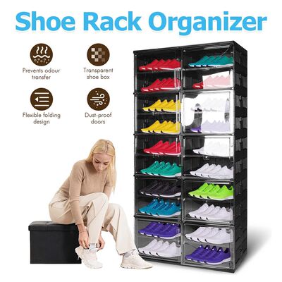 Dustproof Shoe Rack Shelf 10 Tiers Foldable Sneaker Shoes