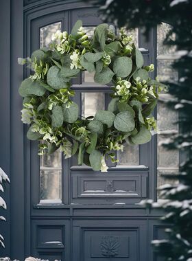 33cm Lifelike Flowers Green Eucalyptus Wreath Spring Summer