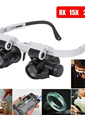 Adjustable Magnifying Head Eye Glasses Loupe Lens 8X 15X 23X