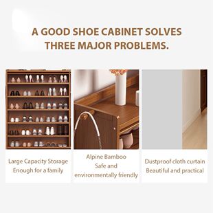 6-Tier Simple Shoes Cabinet with White Gauze Curtain Wooden