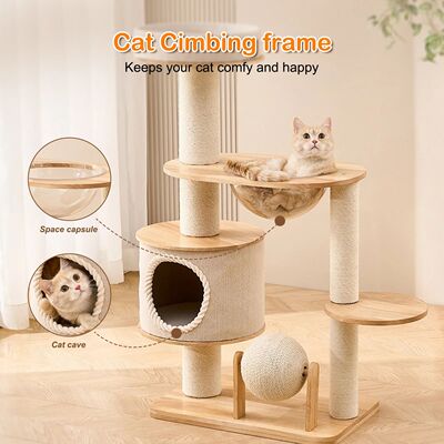 Solid Wood Cat Jumping Platform Wear Resist Integrated Cat