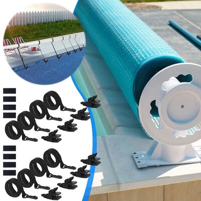 24PCS Swimming Pool Solar Cover Straps and Clips Including