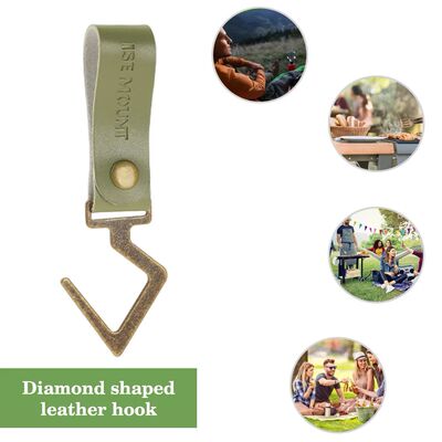 Metal Camp Buckle PU Leather Outdoor Camping Hooks Retro