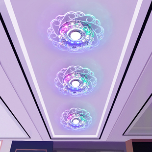 水晶灯天花筒灯走廊小吸顶灯阳台灯 创意led过道灯走廊灯嵌入式