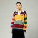 」复古彩色条纹POLO领毛衫 UOOYAA 乌丫「奶奶毛衫