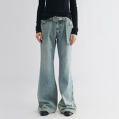 UOOYAA 复古低腰微喇牛仔裤 乌丫2025秋季 新款