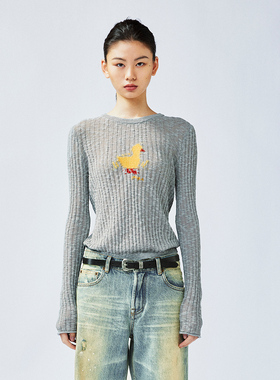 UOOYAA/乌丫2025春季新款“I”鸭套头毛衫