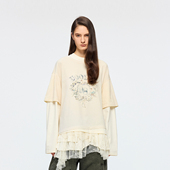 新款 UOOYAA 乌丫2026春季 「魔法花园」蕾丝蛋糕裙拼接假两件T恤