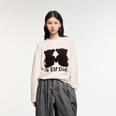 UOOYAA 「伤心小熊」小熊剪影套头毛衫 乌丫2025冬季 新款