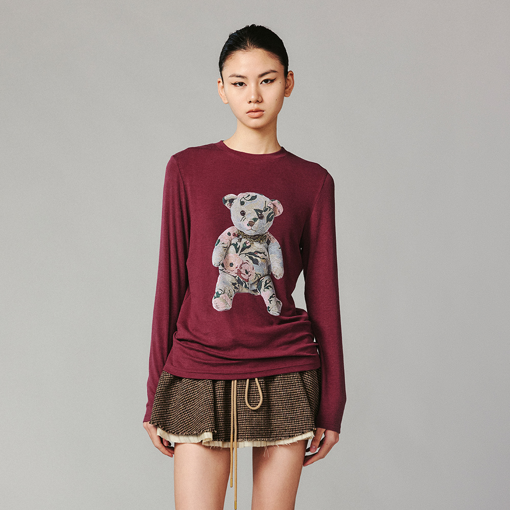 乌丫小熊玩偶印花长袖T恤