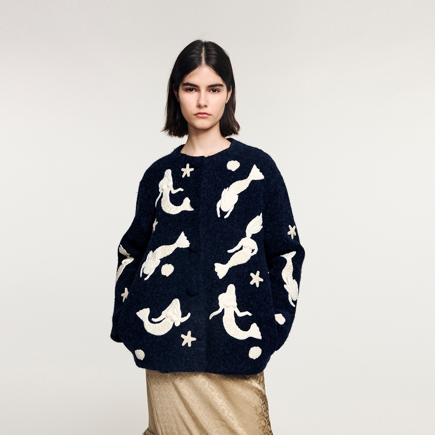 UOOYAA美人鱼手作毛开衫