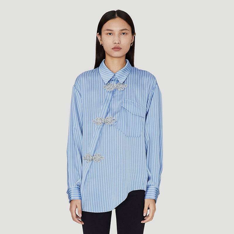 UOOYAA/乌丫盘扣不对称衬衫