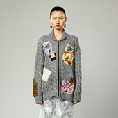 」艺术感复古贴布毛衣开衫 UOOYAA 乌丫「奶奶毛衫