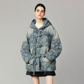 UOOYAA 乌丫趣味盘扣牛仔提花面包棉服