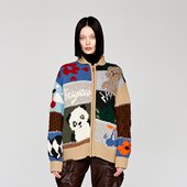 UOOYAA 乌丫经典 复古拼接手工刺绣熊猫毛衣