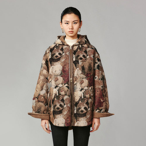 UOOYAA乌丫织毯连帽两穿外套