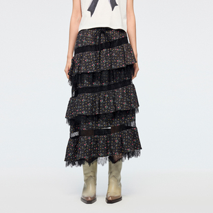 UOOYAA/乌丫2026春季新款「魔法花园」花卉印花蛋糕半裙