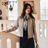 机车皮衣真皮外套商场同款 羊革方领短款 通勤宽松版 23区日系秋季