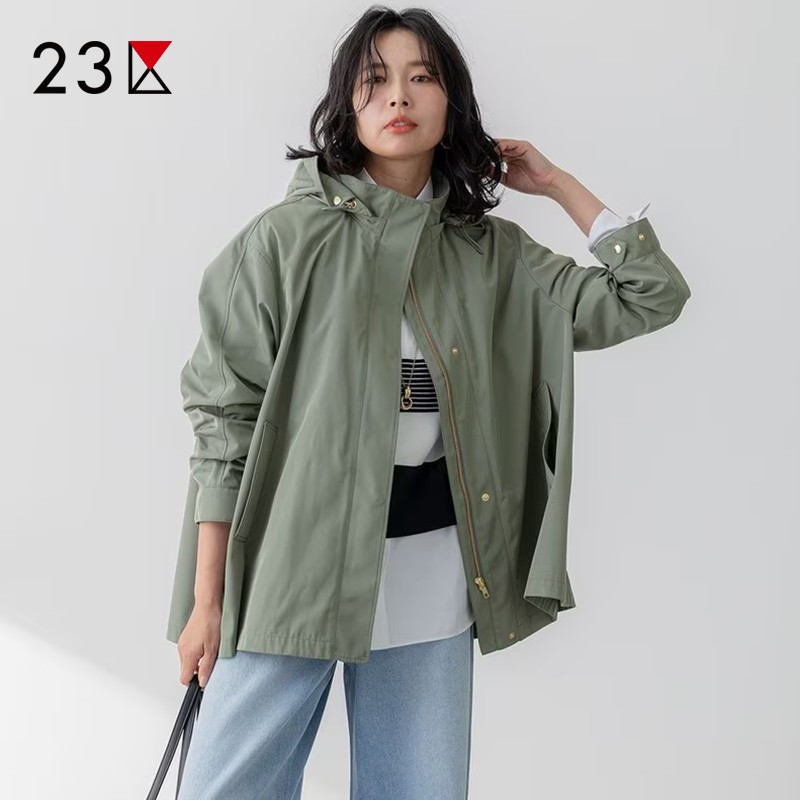 宽松可脱卸帽短风衣外套商场同款