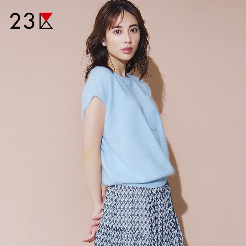 羊毛羊绒混短袖针织毛衣商场同款